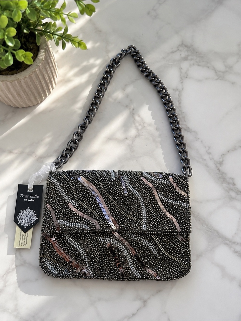 ✨ Handcrafted in India Beaded Shoulder Bag